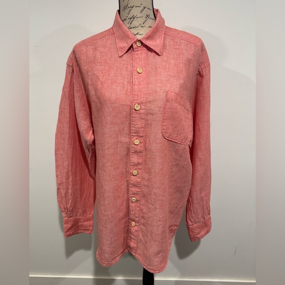 Tommy Bahama Relax Mens Long Sleeve 100% Linen Long Sleeve Shirt Red Size Large - Picture 2 of 11